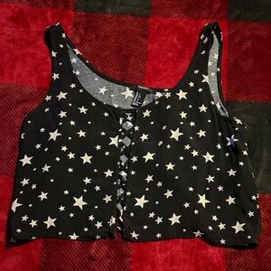 Forever 21 Black Top with White Star Pattern